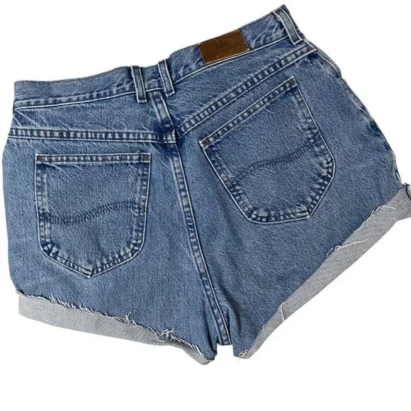 Vintage Lee Originals Denim Cut off Shorts 12 Light Wash - Picture 3 of 6